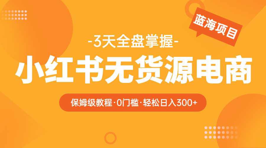 （5912期）2023小红书无货源电商【保姆级教程从0到日入300】爆单3W插图