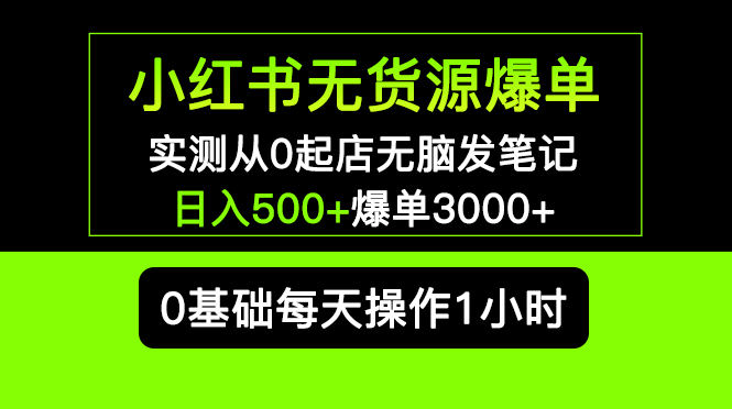 （5494期）小红书无货源爆单 实测从0起店无脑发笔记 日入500+爆单3000+长期项目可多店插图