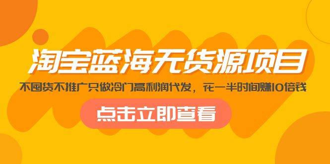 （5062期）淘宝蓝海无货源项目，不囤货不推广只做冷门高利润代发，花一半时间赚10倍钱插图
