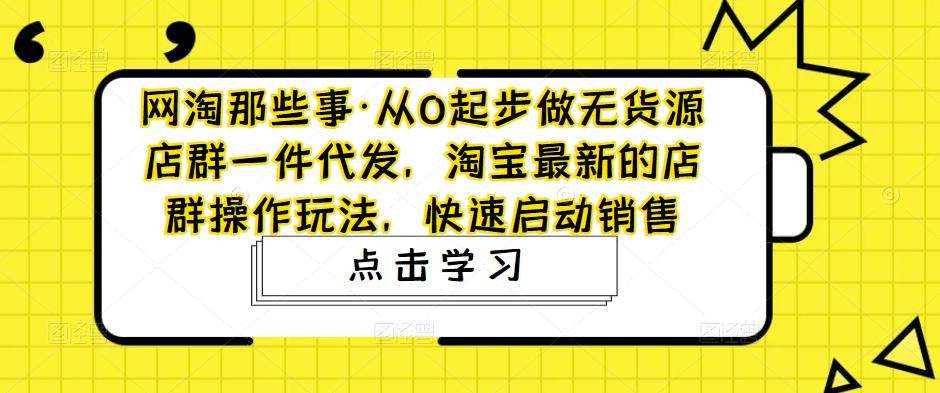 （4979期）从0起步做无货源店群一件代发，淘宝最新的店群操作玩法，快速启动销售插图