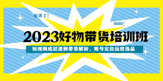 （4754期）2023好物带货培训班：短视频底层逻辑带货解析，账号定位运营选品插图