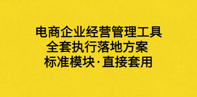 （3439期）外面卖198·电商企业经营管理工具：全套执行落地方案 标准模块·直接套用插图