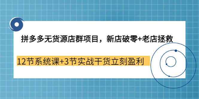 （3163期）拼多多无货源店群项目，新店破零+老店拯救 12节系统课+3节实战干货立刻盈利插图
