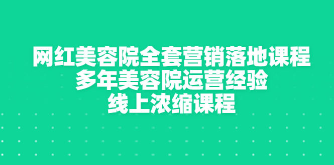 （2996期）网红美容院全套营销落地课程，多年美容院运营经验，线上浓缩课程插图