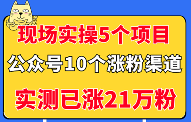 （2947期）现场实操5个公众号项目，10个涨粉渠道，实测已涨21万粉！插图