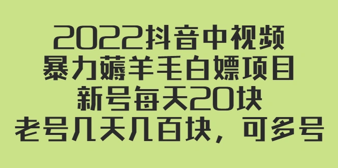 (2402期)2022抖音中视频暴力薅羊毛白嫖项目:新号每天20块,老号几天几百块,可多号插图 (2402期)2022抖音中视频暴力薅羊毛白嫖项目:新号每天20块,老号几天几百块,可多号插图