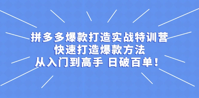 (2237期)拼多多爆款打造实战特训营:快速打造爆款方法,从入门到高手 日破百单插图 (2237期)拼多多爆款打造实战特训营:快速打造爆款方法,从入门到高手 日破百单插图