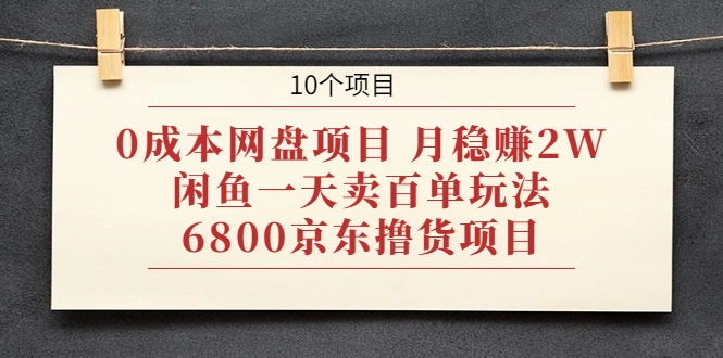 (1928期)0成本网盘项目 月稳赚2W+闲鱼一天卖百单玩法+6800京东撸货项目 (10个项目)插图 (1928期)0成本网盘项目 月稳赚2W+闲鱼一天卖百单玩法+6800京东撸货项目 (10个项目)插图