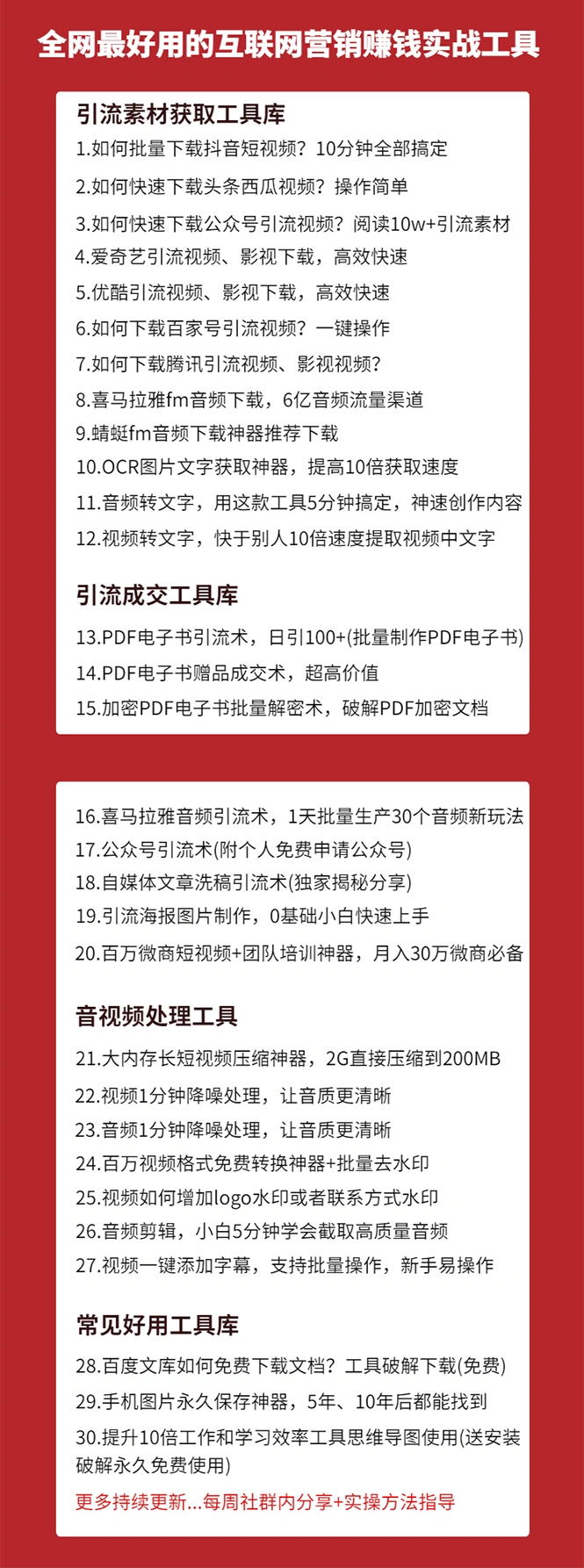 (1583期)30套互联网营销黑科技落地实战,让你收钱效率倍增10倍,批量引流,快速变现插图1 (1583期)30套互联网营销黑科技落地实战,让你收钱效率倍增10倍,批量引流,快速变现插图1