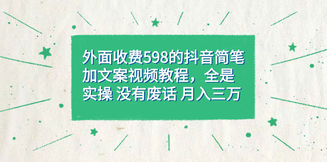 （7327期）外面收费598抖音简笔加文案教程，全是实操 没有废话 月入三万（教程+资料）插图