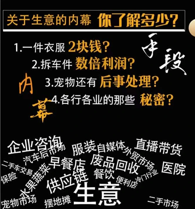 (8437期)生意内幕·与手段:行业内幕、冷门行业、尾货处理、废品回收、空手套白狼..插图1 (8437期)生意内幕·与手段:行业内幕、冷门行业、尾货处理、废品回收、空手套白狼..插图1