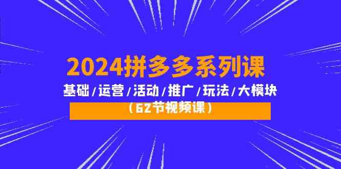 （10019期）2024拼多多系列课：基础/运营/活动/推广/玩法/大模块（62节视频课）插图