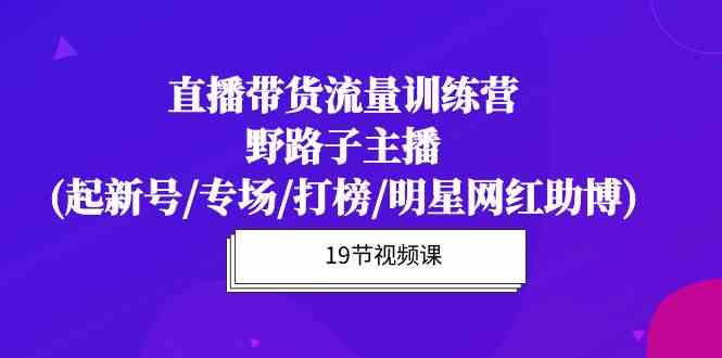 （10016期）直播带货流量特训营，野路子主播(起新号/专场/打榜/明星网红助博)19节课插图